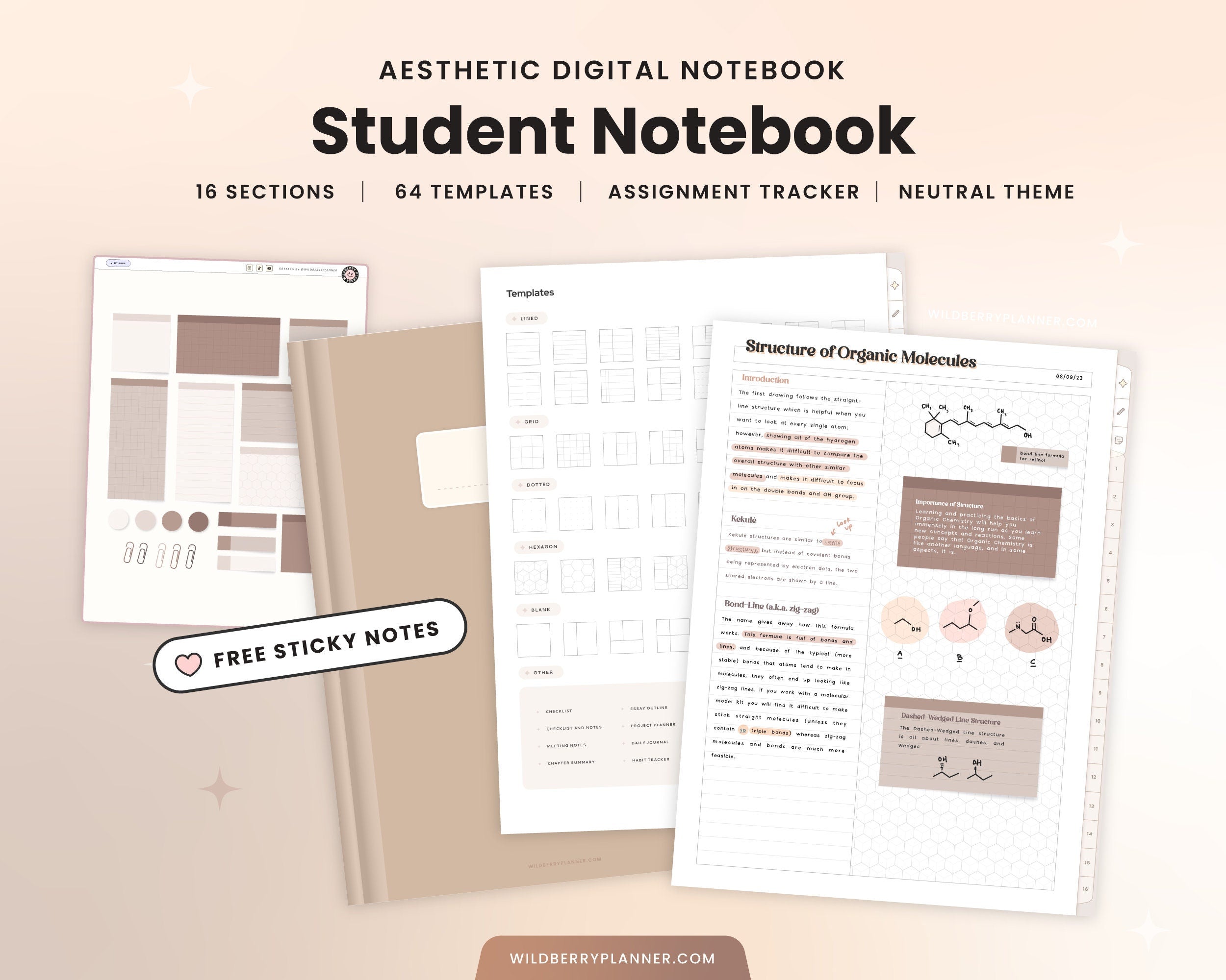Student Digital Notebook- Neutral – WildberryPlanner