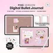 Digital Bullet Journal in Landscape - Pink
