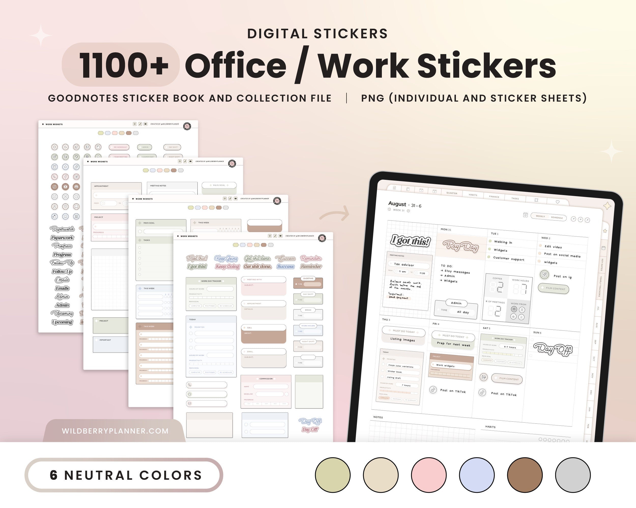 Work Digital Stickers - Neutral – WildberryPlanner