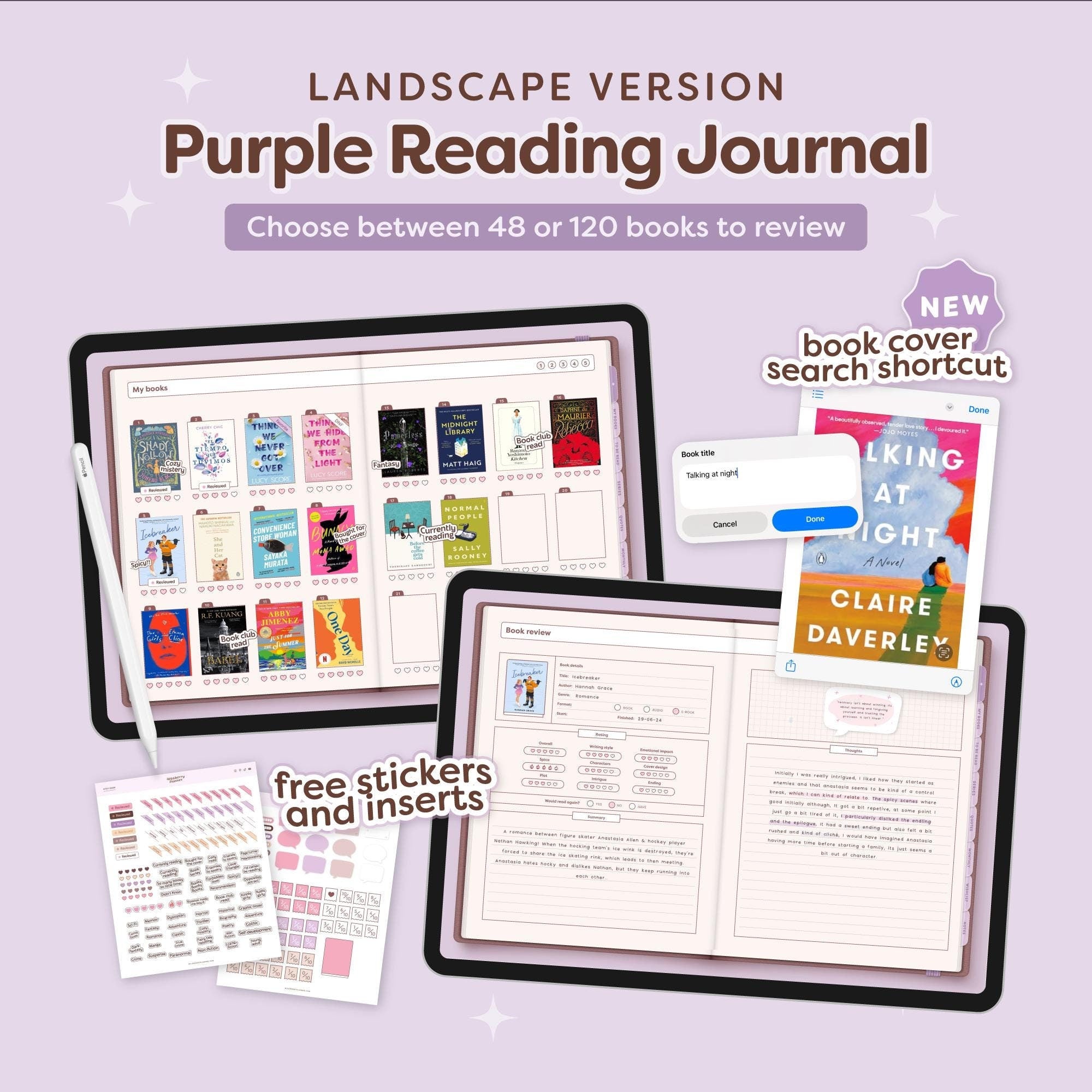 Digital Reading Journal in Landscape - Purple