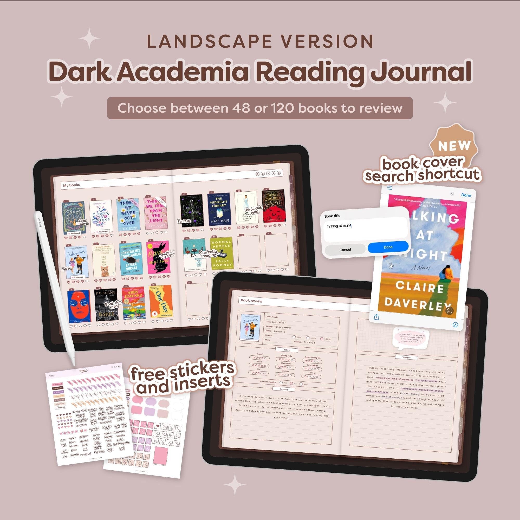 Digital Reading Journal in Landscape - Dark Academia