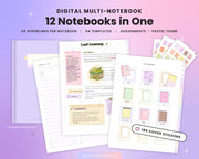 12 Multi Notebook for Students - Pastel