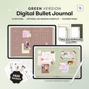 Digital Bullet Journal in Landscape - Green