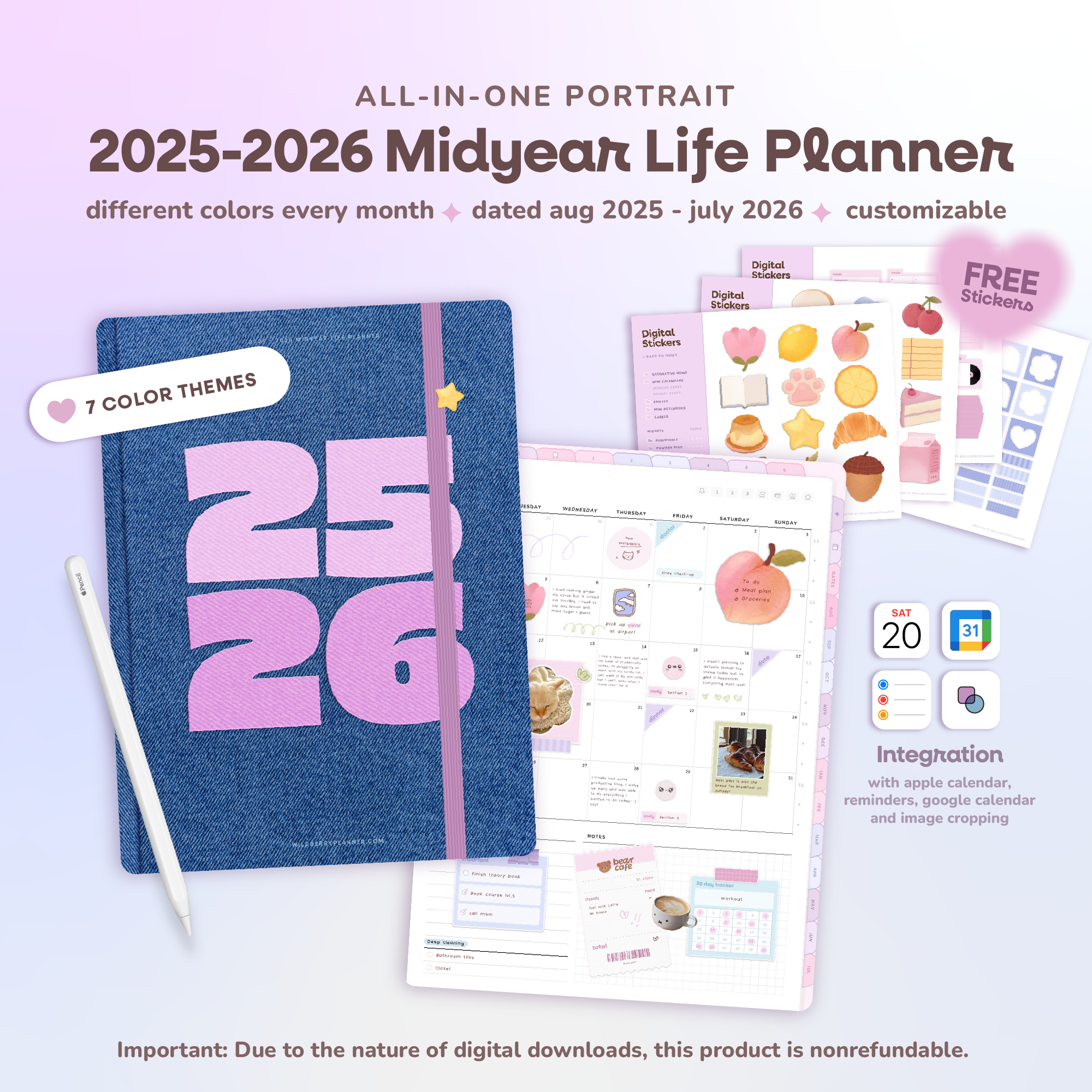 2025-2026 Midyear Digital Planner Portrait
