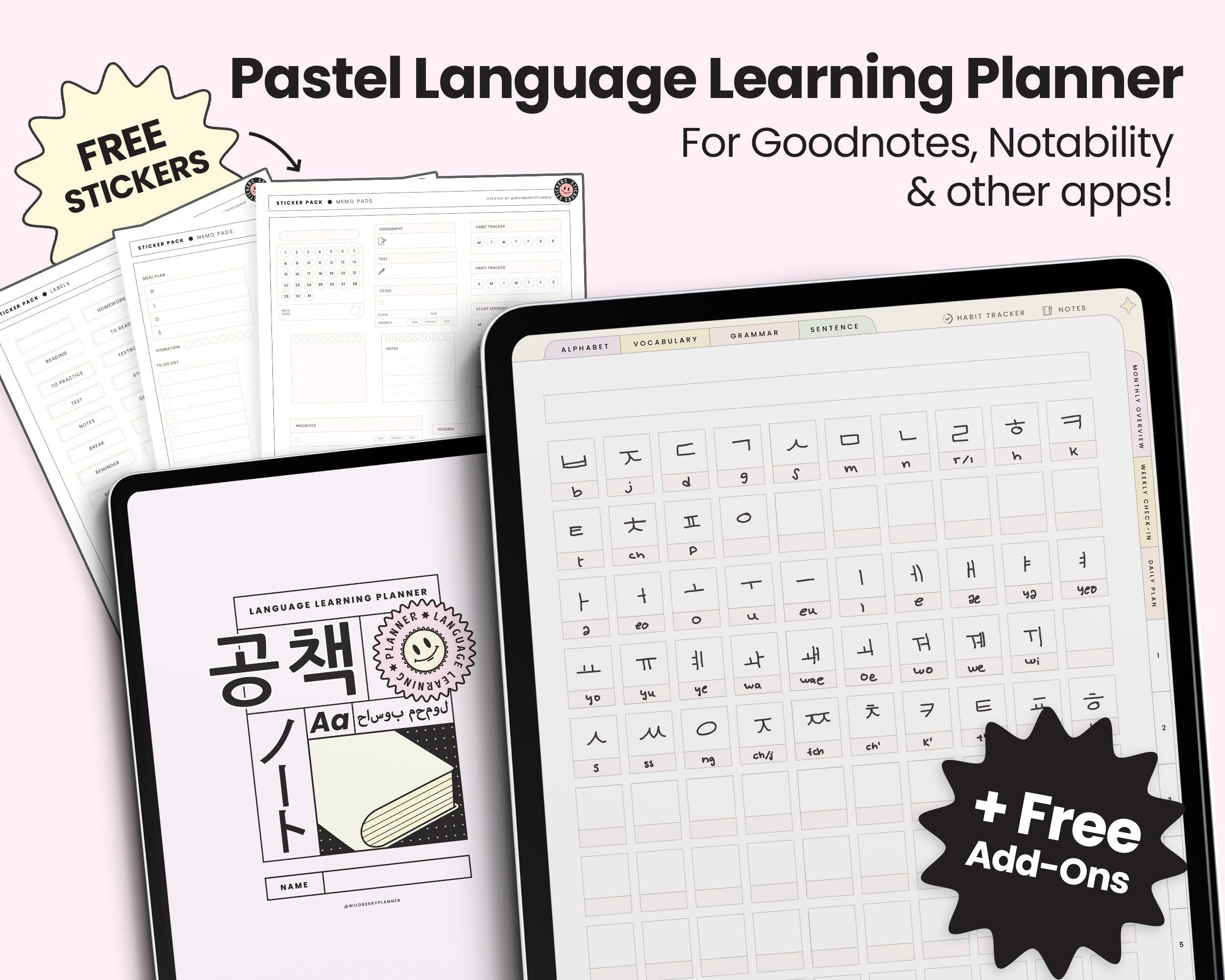 Language Learning Planner - Pastel