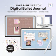 Digital Bullet Journal in Landscape - Blue
