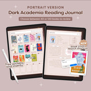 Digital Reading Journal in Portrait - Dark Academia
