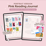 Digital Reading Journal in Portrait - Pink